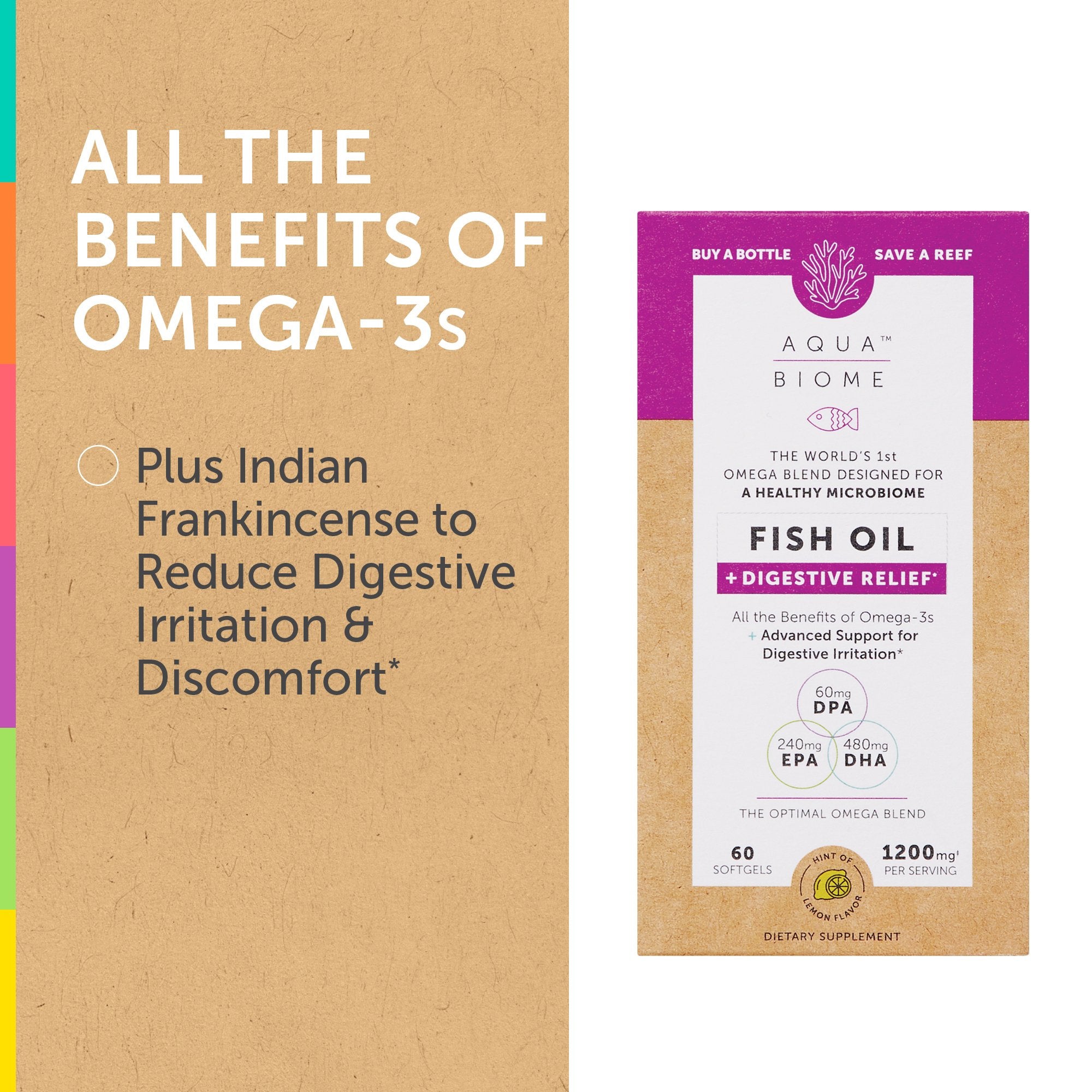 All the benefits of Omega-3s in Aqua Biome Fish Oil Digestive Relief from Enzymedica