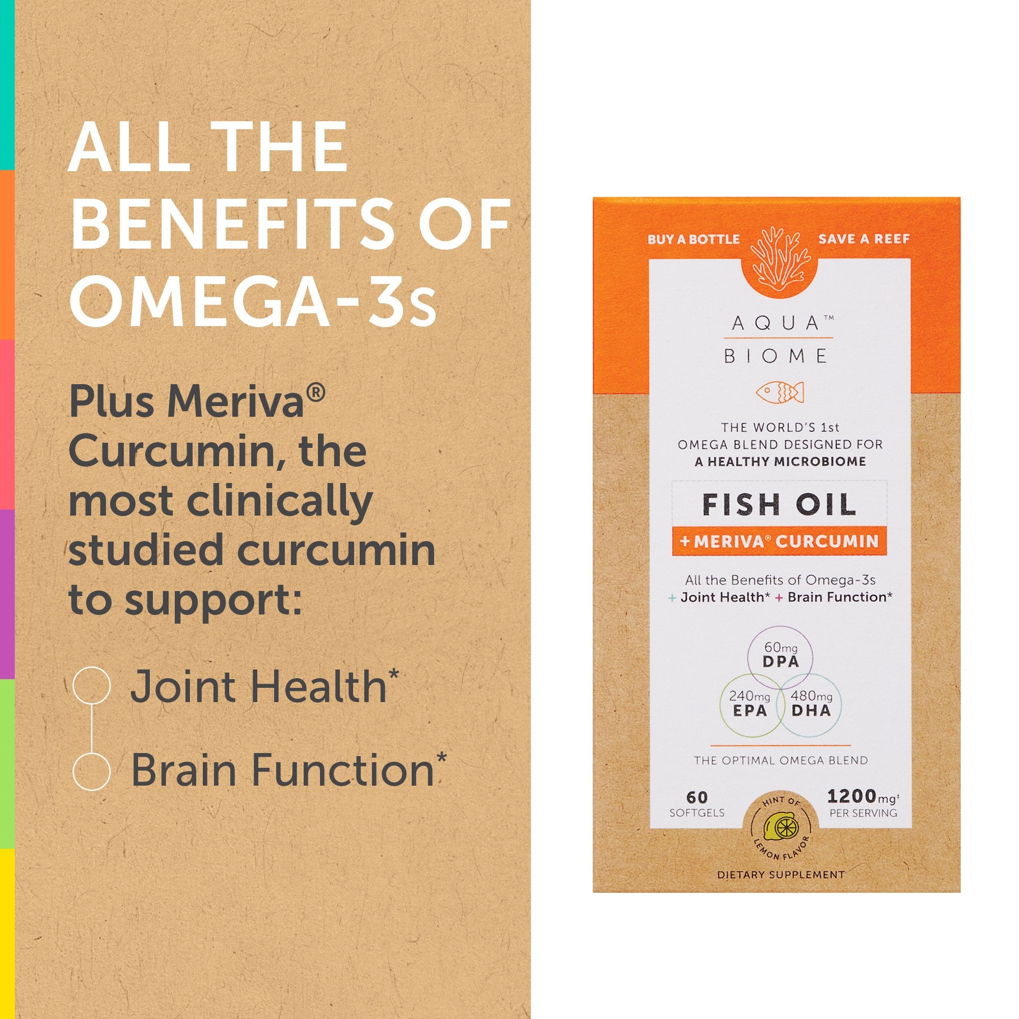 The benefits of Omega-3s in Aqua Biome Fish Oil Meriva Curcumin from Enzymedica