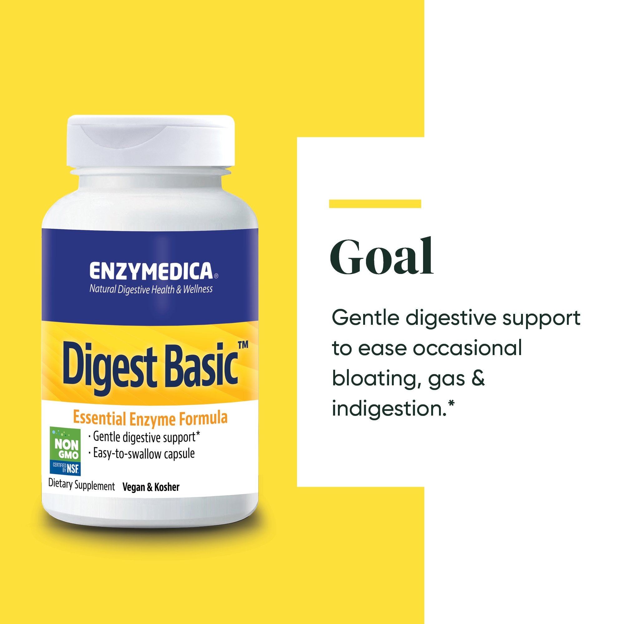 Digest Basic supplement from Enzymedica discussing the Goals of the product