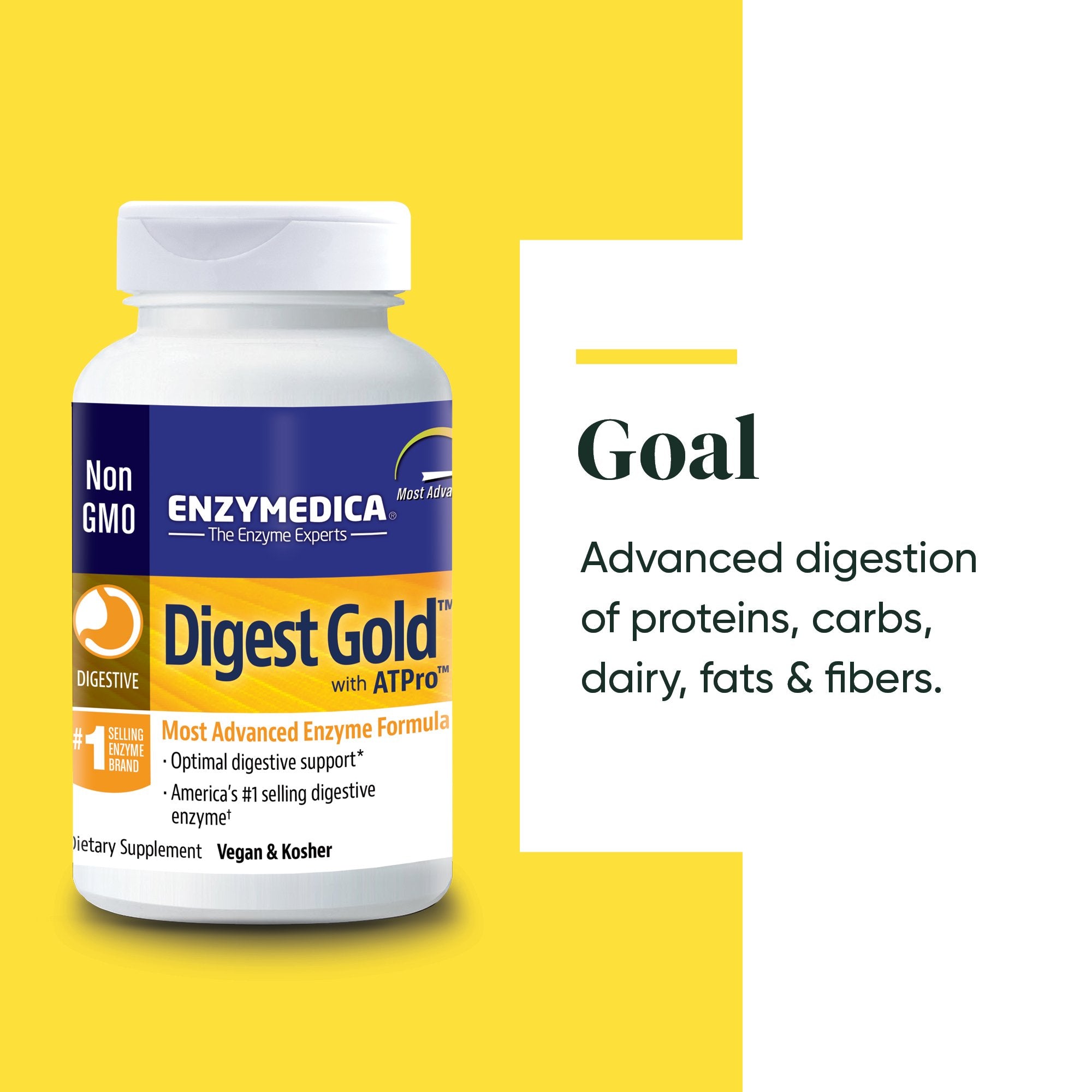 Digest Gold supplement from Enzymedica discussing the Goals of the product