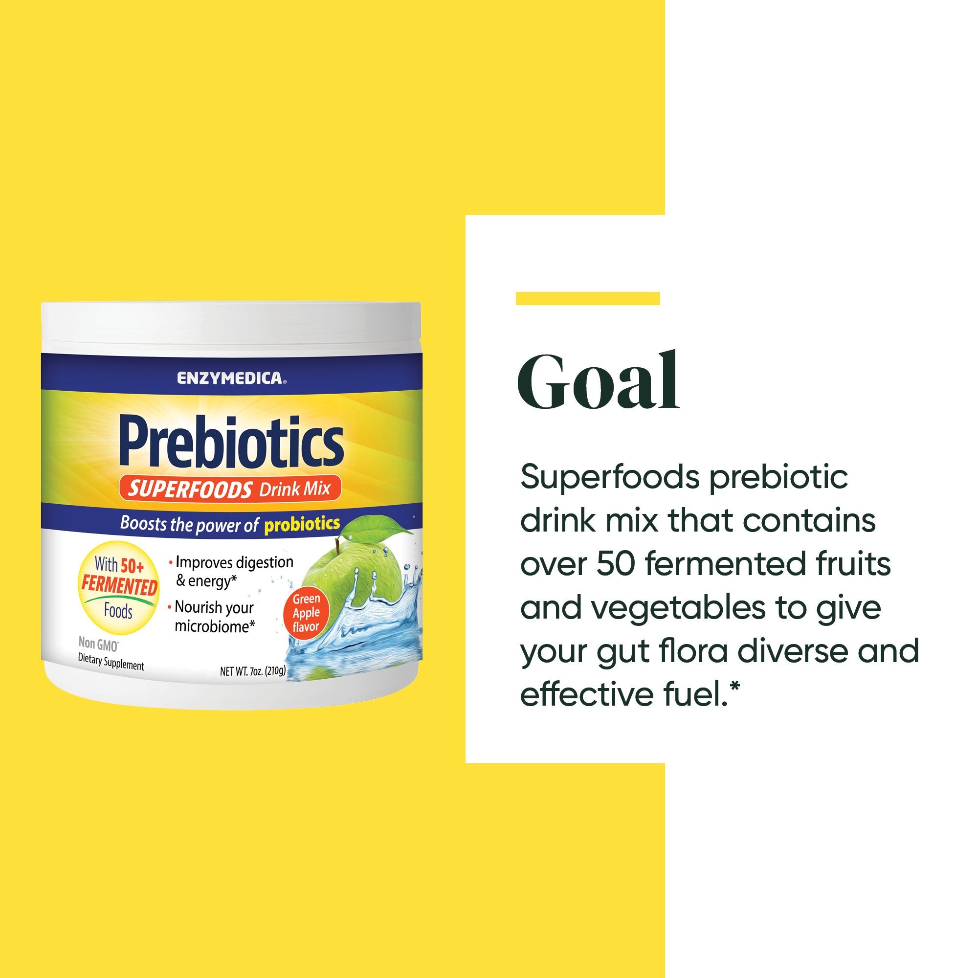 Prebiotics Superfoods Drink Mix from Enzymedica discussing the Goals of the product